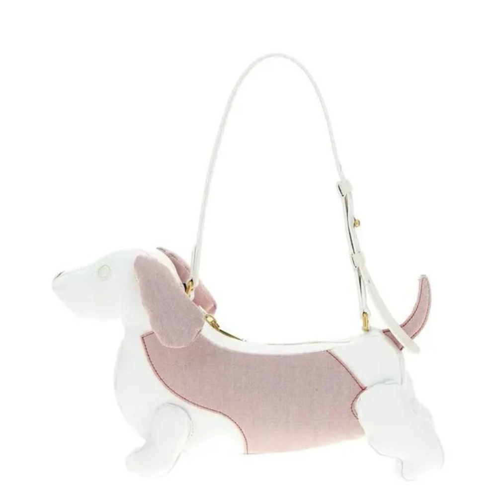 Thom Browne Pink and White Dog-Shaped Shoulder Bag